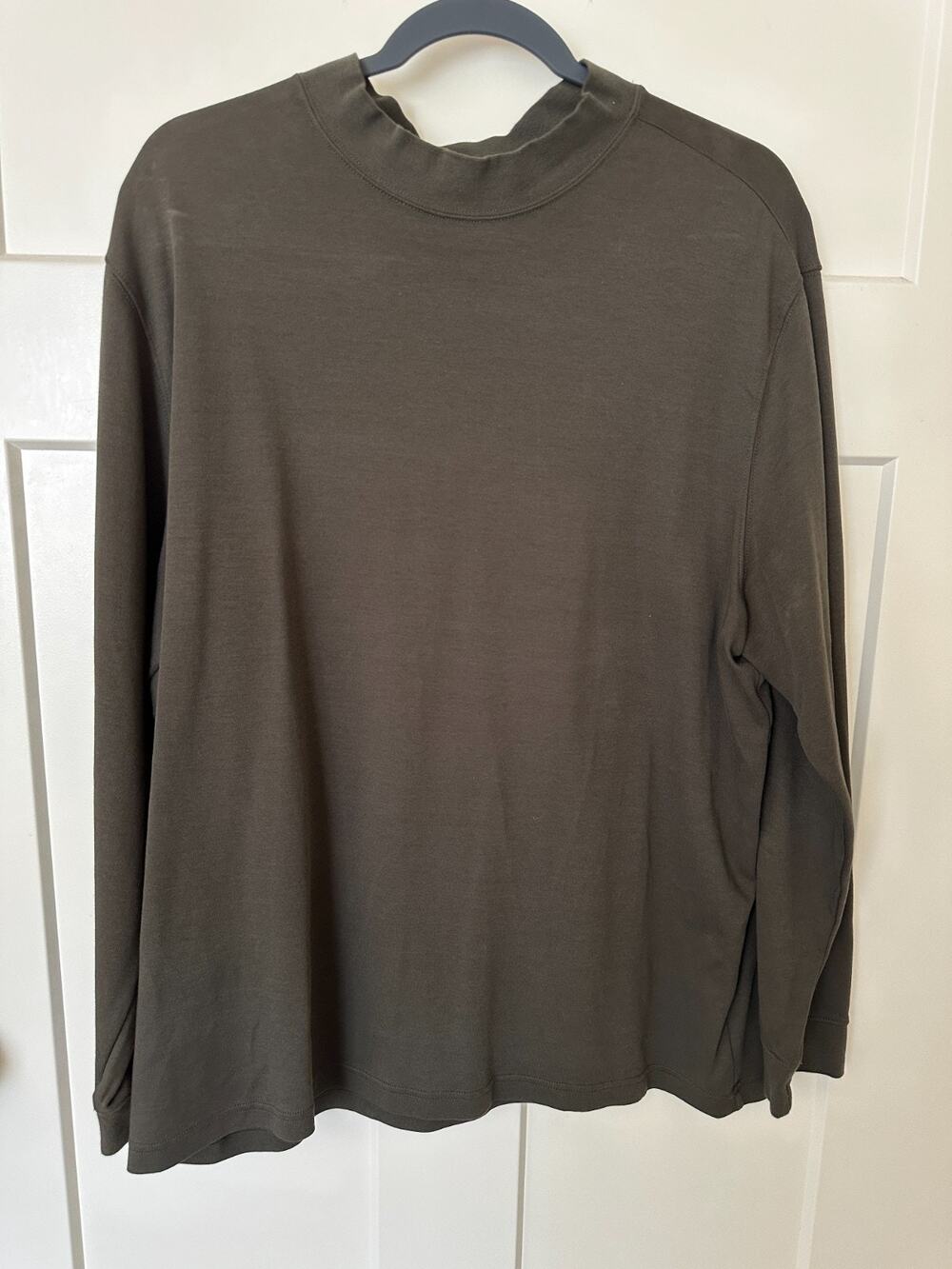 Roundtree & Yorke Men’s XL Brown Mock Neck Long Sleeve Shirt 100% Cotton